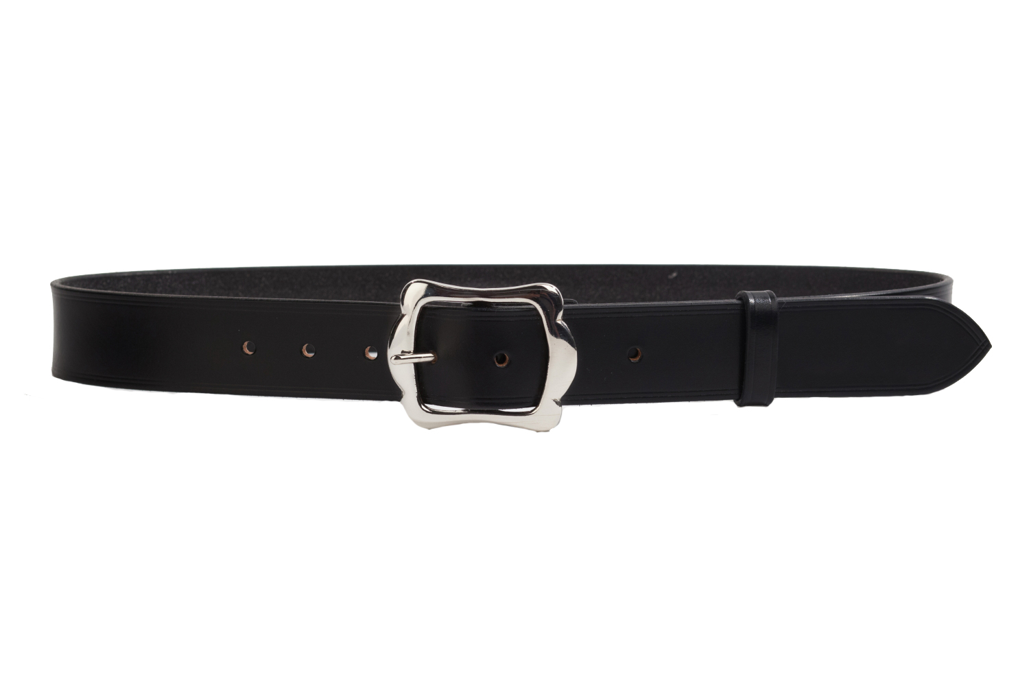 Black Bridle Leather Belt with 1.5 inch Scallop Buckle sizes S to XXL ...