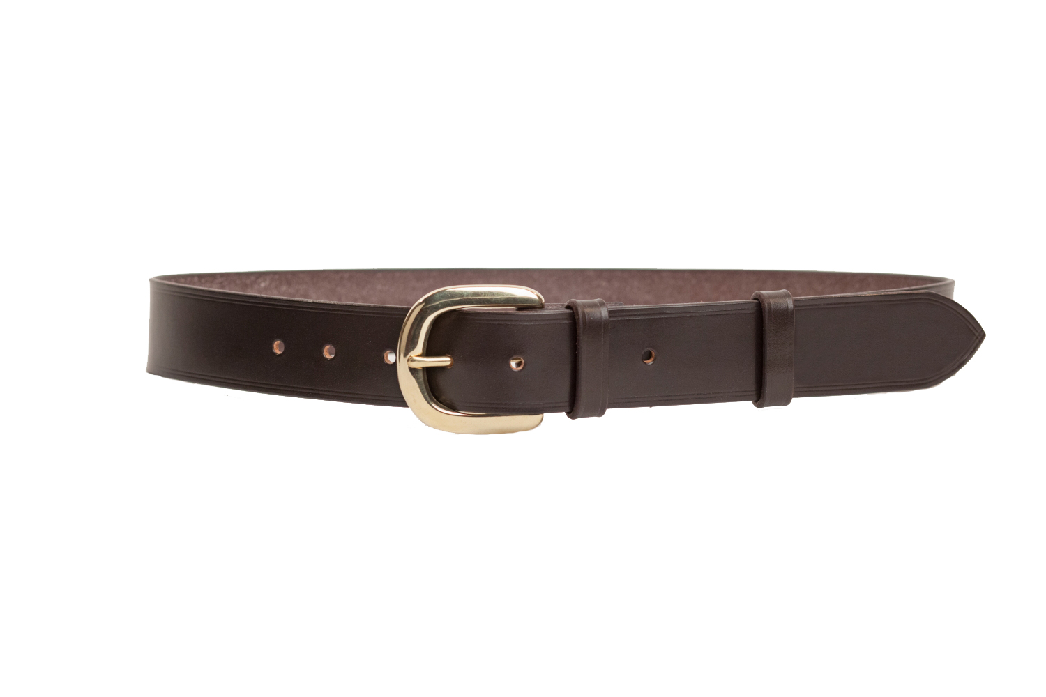 Dark Brown Bridle Leather Belt with 1.5 inch Horseshoe Buckle sizes S ...