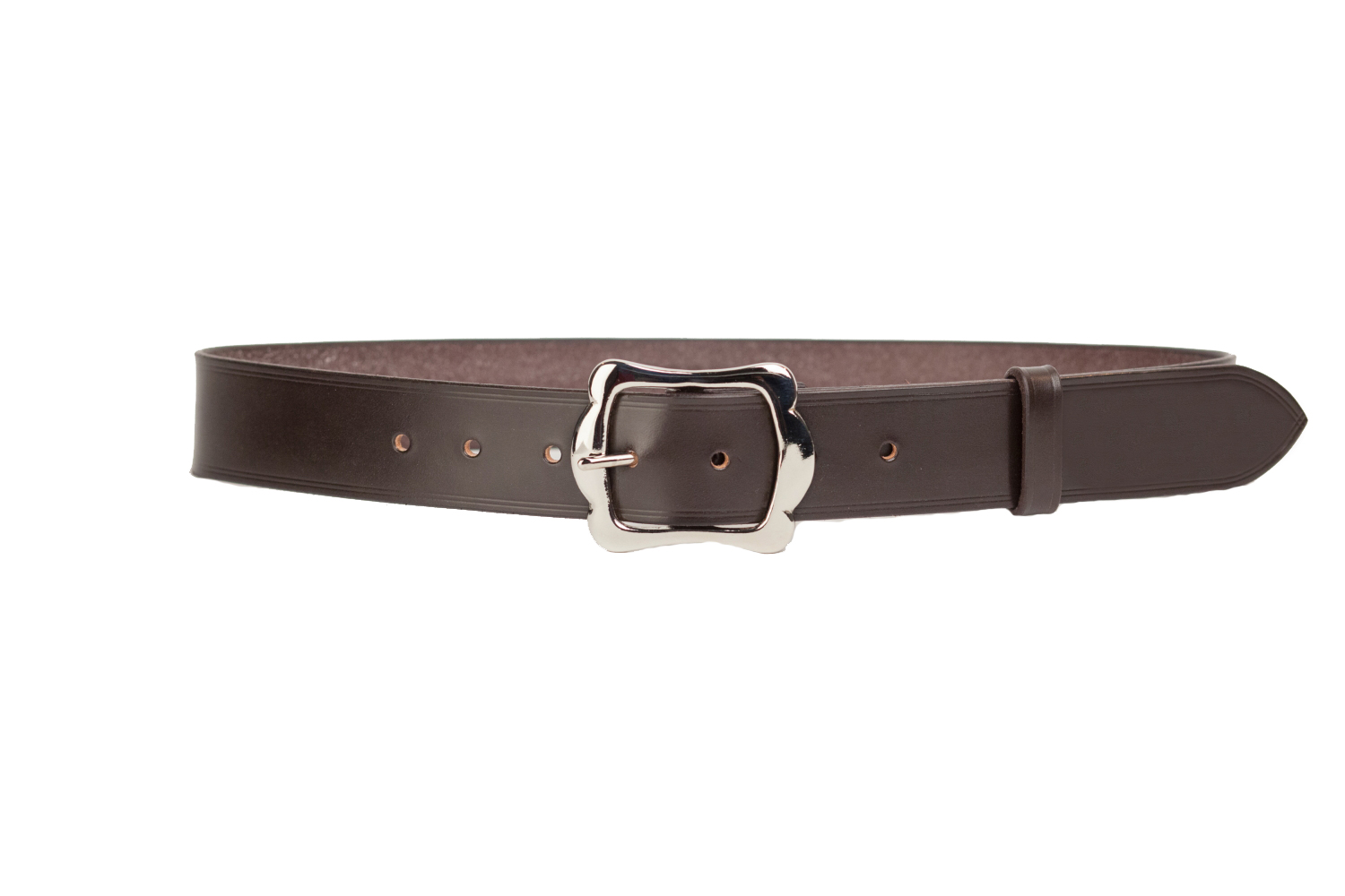 Dark Brown Bridle Leather Belt with 1.5 inch Scallop Buckle sizes S to ...