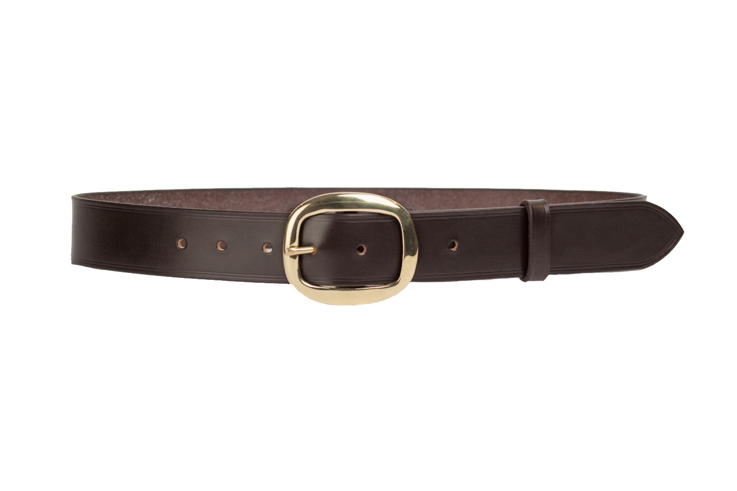 Dark Brown Bridle Leather Belt with 1.5 inch Oval Buckle - Hrothgar Stibbon