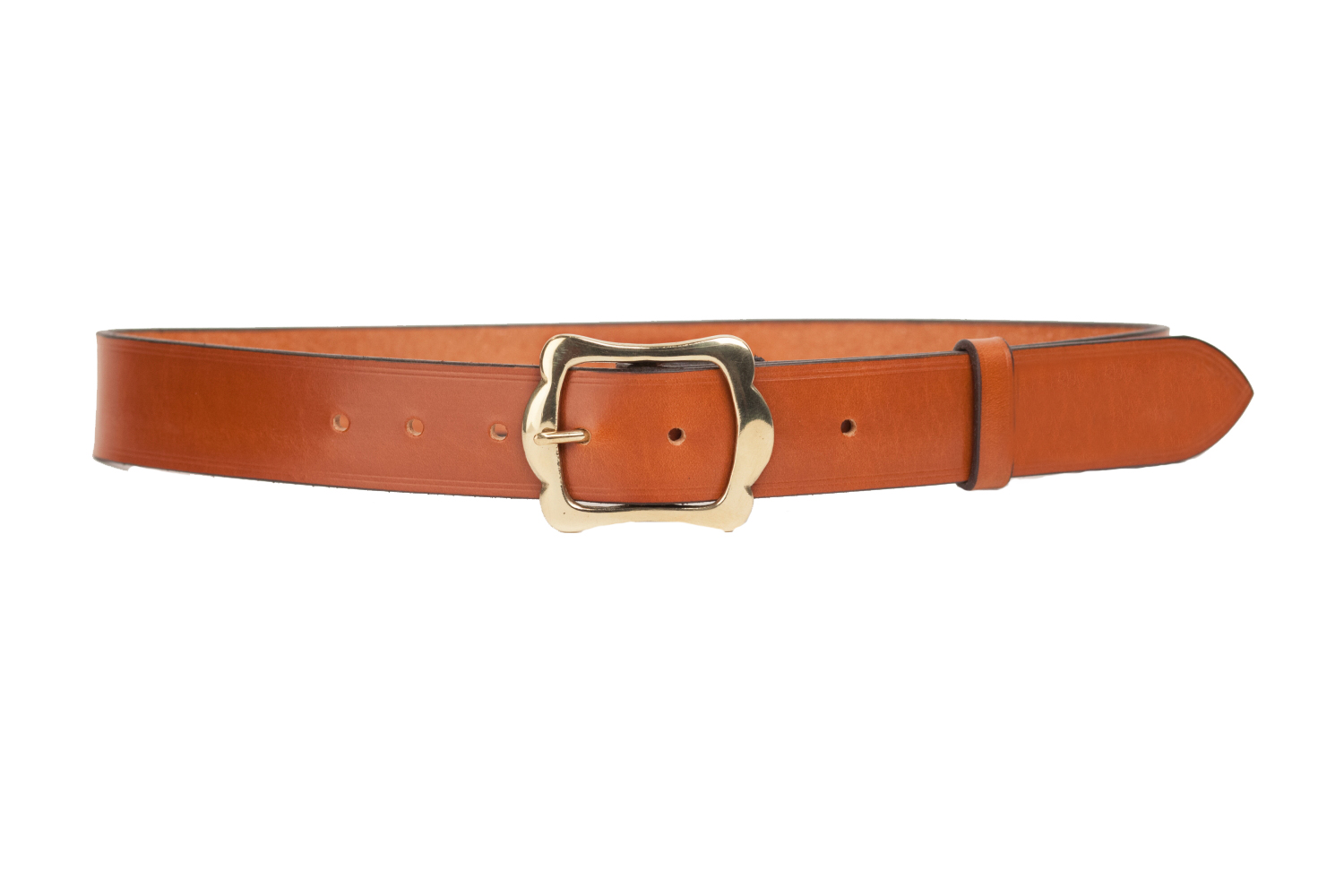 Tan Bridle Leather Belt with 1.5 inch Scallop Buckle sizes S to XXL ...